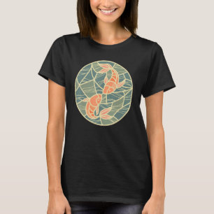 Camiseta Estilo Asiático Yin Yang Koi Fish