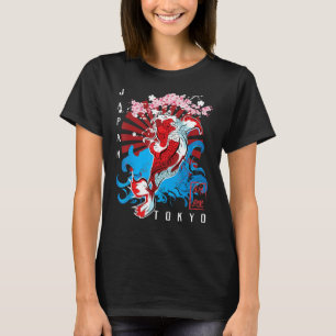 Camiseta Estilo Asiático Yin Yang Koi Fish Design