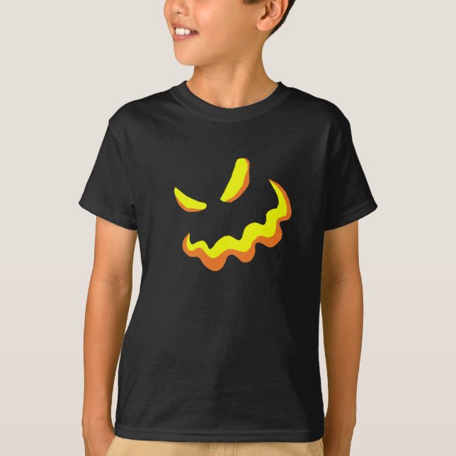 Camiseta Estilo assustador B da cara da abóbora (Frente)