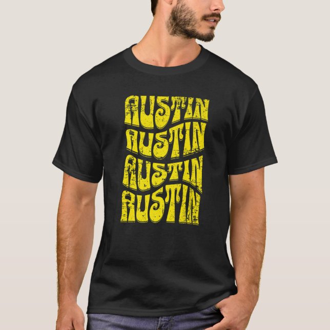 Camiseta Estilo Austin Texas Retro 60s 70s com dificuldades (Frente)