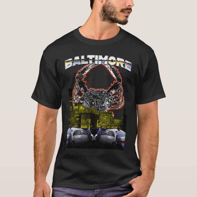 Camiseta Estilo Bootleg Baltimore Skyline Vintage 90s (Frente)