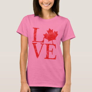 Camiseta Estilo canadense CANADÁ do Grunge do AMOR da folh