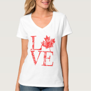 Camiseta Estilo canadense CANADÁ do Grunge do AMOR da folh