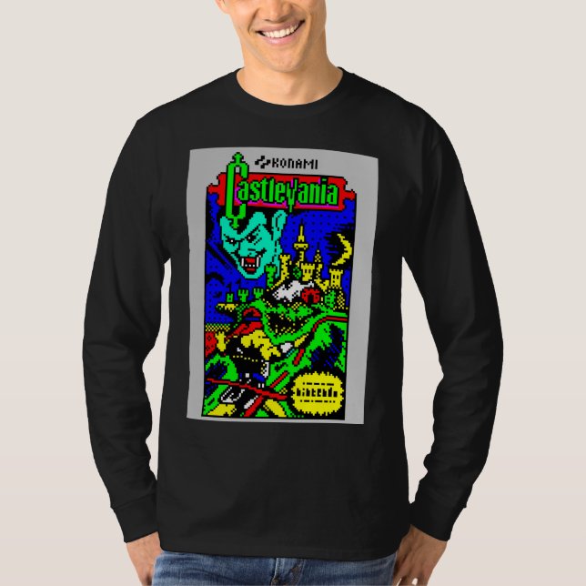 Camiseta estilo ceefax de 8 bits Castlevania Nes design (Frente)