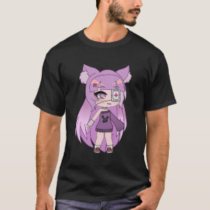 Camiseta Estilo Chibi Bastante Garota Kawaii Com Patch Olho