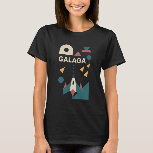 Camiseta Estilo clássico de jogos Galaga Estilo feminino (Frente)