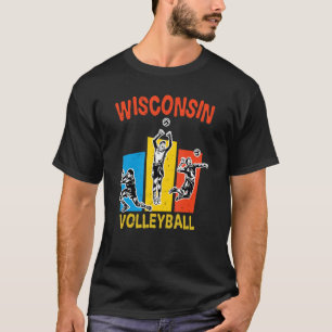 Camiseta Estilo clássico de voleibol de Wisconsin Distres