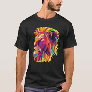 Camiseta Estilo colorido de pop de cabeça de Leão