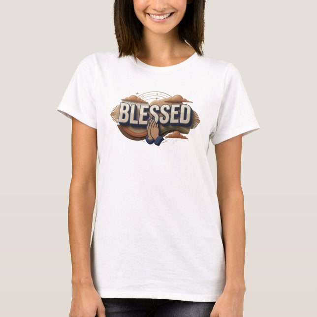 Camiseta Estilo Contemporâneo BLESSED Declaração (Frente)