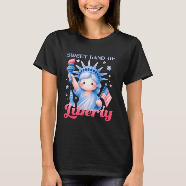 Camiseta Estilo da Estátua da Doce Terra da Liberdade (Frente)