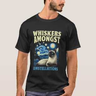 Camiseta Estilo da Noite Estelar Pintura Artística Siamese