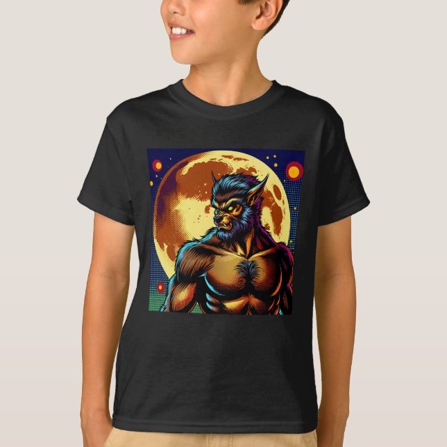 Camiseta Estilo da revista em quadrinhos Werewolf em frente (Frente)