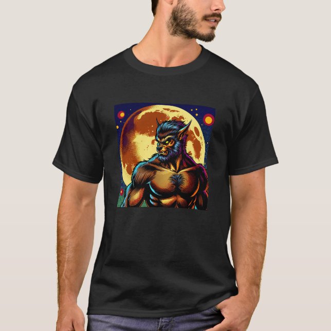 Camiseta Estilo da revista em quadrinhos Werewolf em frente (Frente)