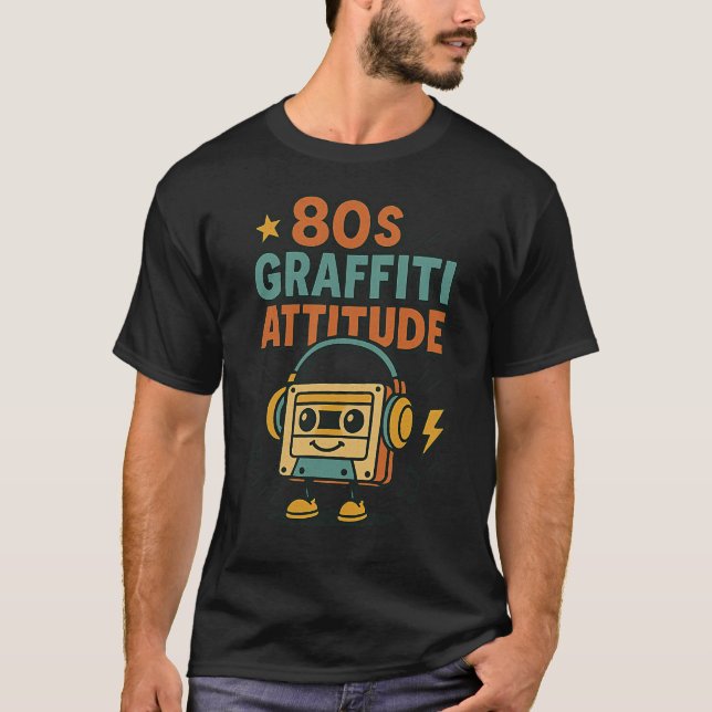 Camiseta Estilo da rua Cassette Retro com Atitude de Grafit (Frente)