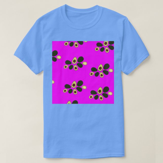 Camiseta Estilo de abacates agrupados com fúcsia atrás (Frente do Design)
