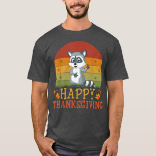 Camiseta Estilo de Ação de Graças Raccoon Amantes de Ação d