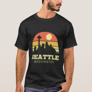 Camiseta Estilo de Agulha da Cidade de Washington Seattle