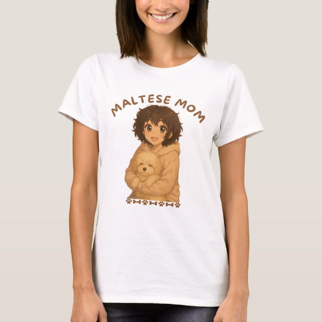 Camiseta Estilo de animação da mãe maltesa (Frente)