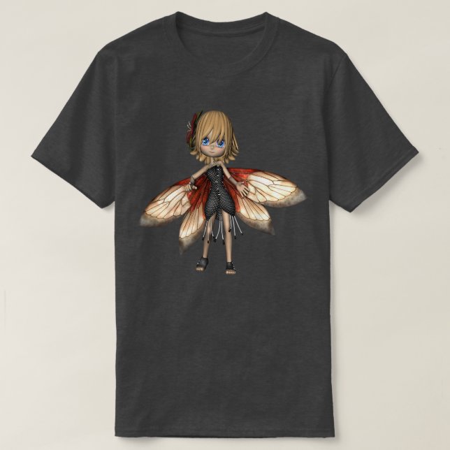Camiseta Estilo de animação da moça-de-fada-asa (Frente do Design)