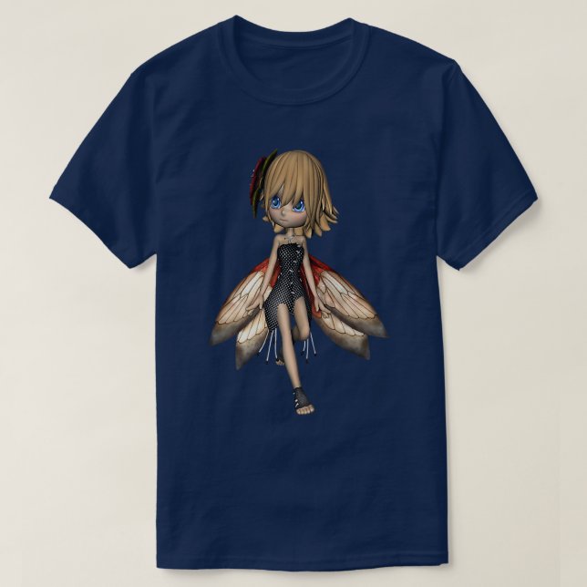 Camiseta Estilo de animação da moça-de-fada-asa (Frente do Design)