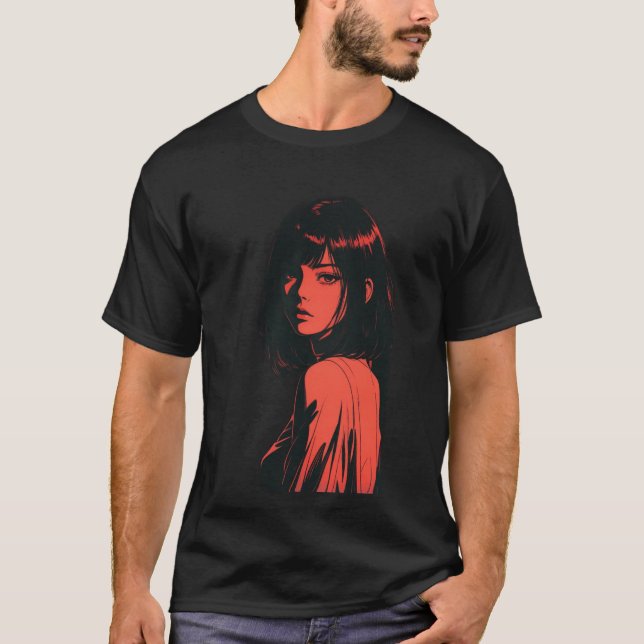 Camiseta Estilo de animação retrô japonês (Frente)