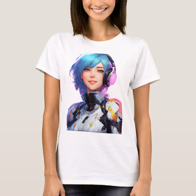 Camiseta Estilo de anime Cyborg feminino (Frente)