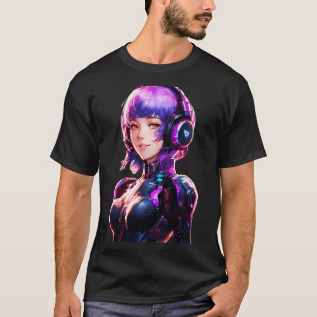 Camiseta Estilo de anime Cyborg feminino (Frente)
