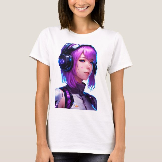 Camiseta Estilo de anime Cyborg feminino (Frente)