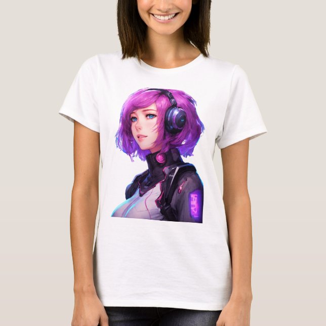 Camiseta Estilo de anime Cyborg feminino (Frente)
