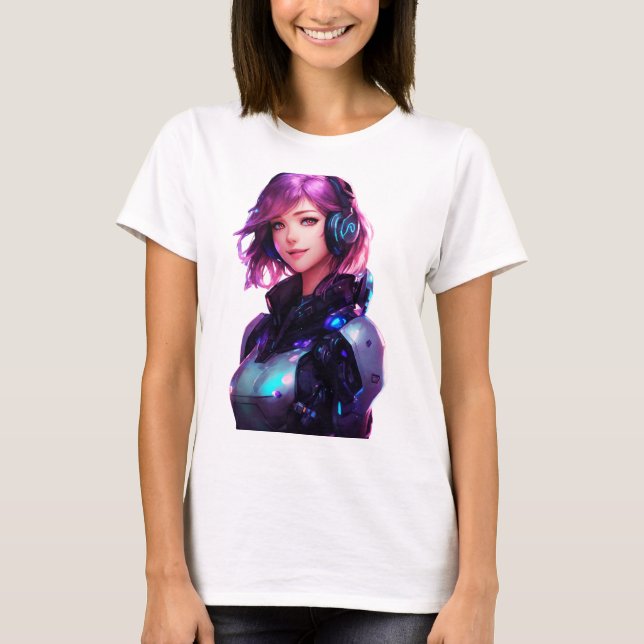 Camiseta Estilo de anime Cyborg feminino (Frente)