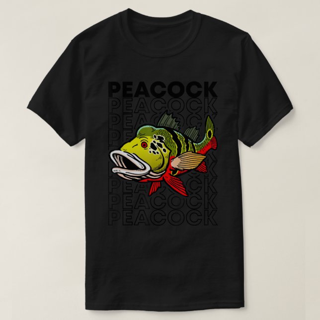 Camiseta Estilo de anos 80 de Peacock-Bass Monster Fish Kee (Frente do Design)