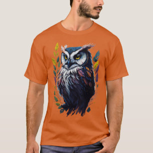 Camiseta Estilo de Aquarela com Captação de Design de Coruj