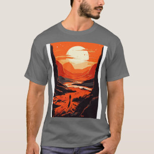Camiseta Estilo de Arte da Cena Sunset Planeta