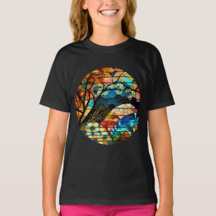 CAMISETA ESTILO DE ARTE JAPONÊS FLORESTA MODERNA