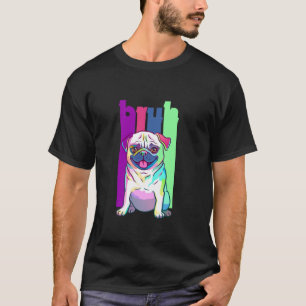 Camiseta Estilo de Arte Pop Colorido Gráfico de Cachorro Pu