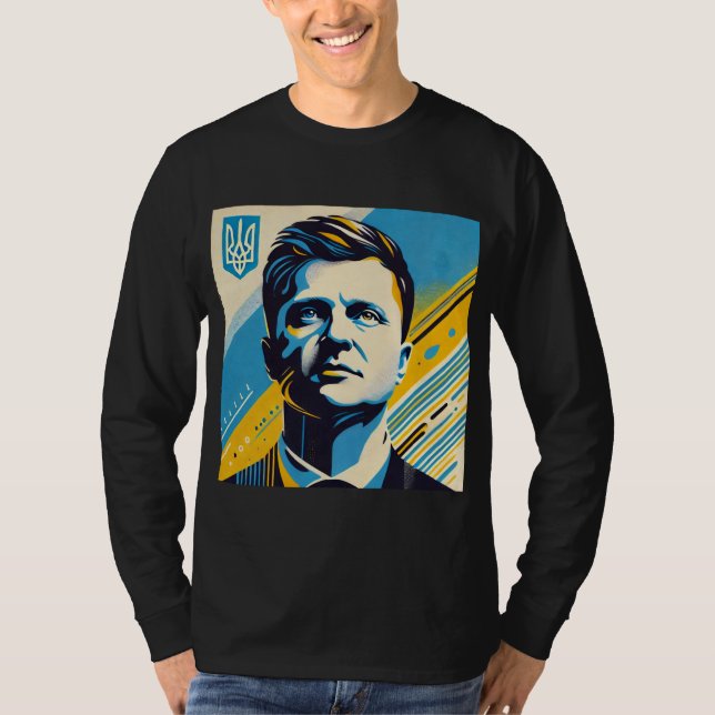 Camiseta Estilo de Arte Pop Zelenskyy Retrato (Frente)