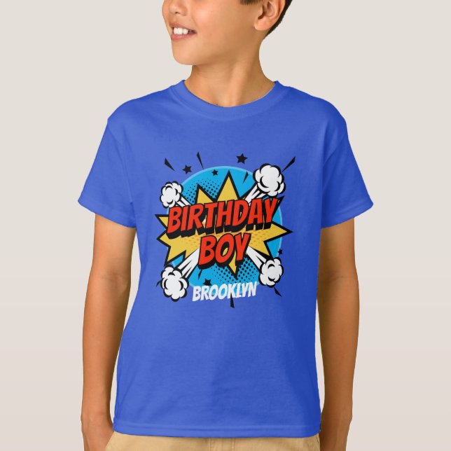 Camiseta Estilo de banda desenhada Birthday Boy splash (Frente)