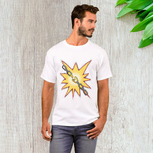 Camiseta Estilo de banda desenhada em negrito de explosão d