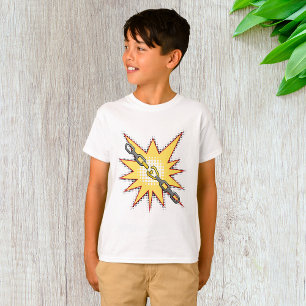 Camiseta Estilo de banda desenhada em negrito de explosão d