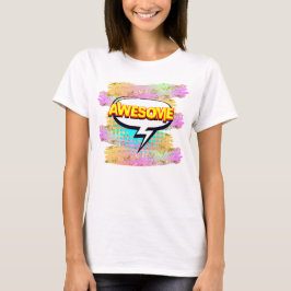 Camiseta Estilo de banda desenhada Pop Art Retroamarelo AWE