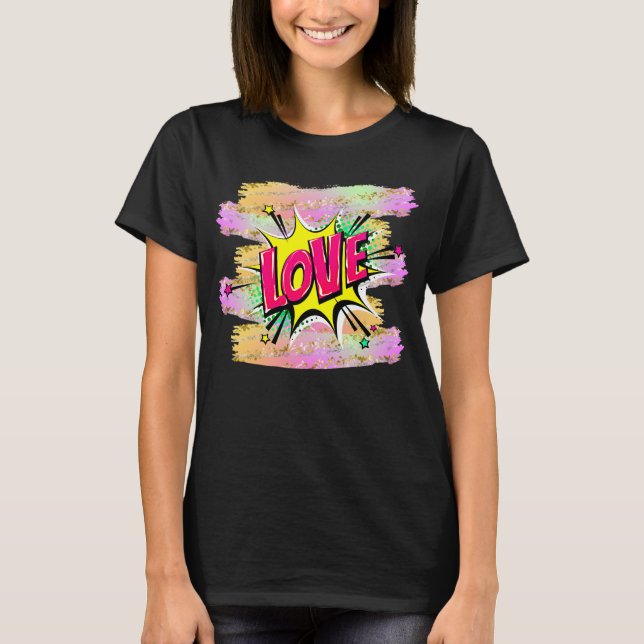 Camiseta Estilo de banda desenhada Pop Arte Retro Amarelo C (Frente)