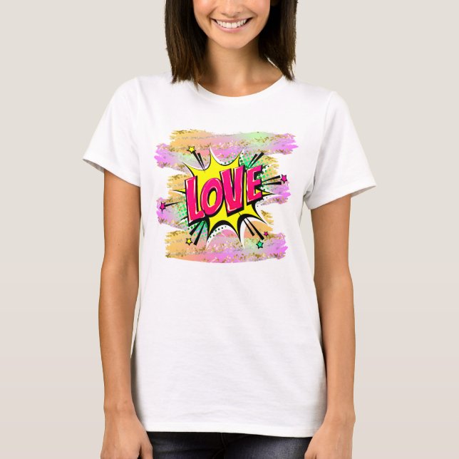 Camiseta Estilo de banda desenhada Pop Arte Retro Amarelo P (Frente)