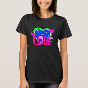 Camiseta Estilo de banda desenhada Pop Arte Retro Azul Verd