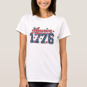Camiseta Estilo de bandeira dos EUA desgastada América 1776