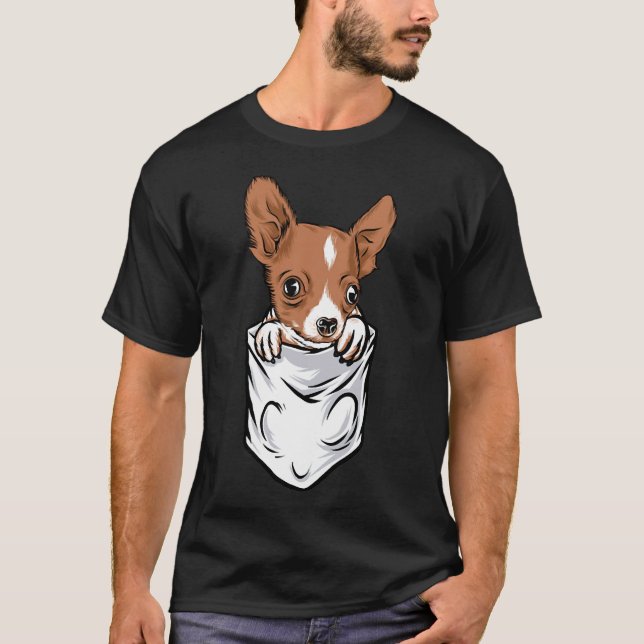 Camiseta Estilo De Bolso Adorável Chihuahua Puppy E Bonito (Frente)