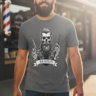 Camiseta Estilo de Cabelo Profissional do Crânio da Barber 