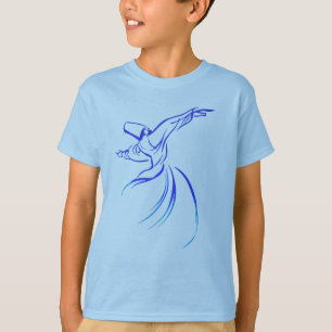 Camiseta Estilo de Caligrafia Dervixe Azul Arte Vetorial