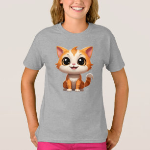 Camiseta Estilo de Cartoon de Gato Laranja Bonito - 89738
