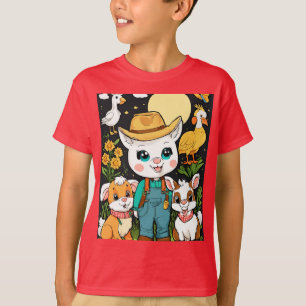 Camiseta Estilo de Cartoon-Sticker De Animais De Exploração