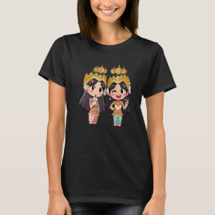 Camiseta Estilo de Chibi Cólito Cambojano Khmer Apsara Bff 